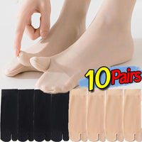 Two Toed Crystal Silk Socks Clear White Black Breathable Cool Stockings Unisex Japanese Men Women Summer Ultra-Thin Tabi Socks Quick Pick Grocers