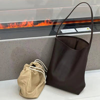 MENDY Bucket Bag Large Women's Bag Tote Bag Shoulder Bag Luxury Designer Genuine Leather Handbag Japanese Popular Bag Soft Row Quick Pick Grocers