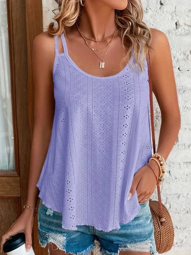 Large Big 5xl Women Leisure Simple Boho Camis Tops Women's Hollow Out Top Pullovers New Summer Casual Beach Shirts Clothing Quick Pick Grocers