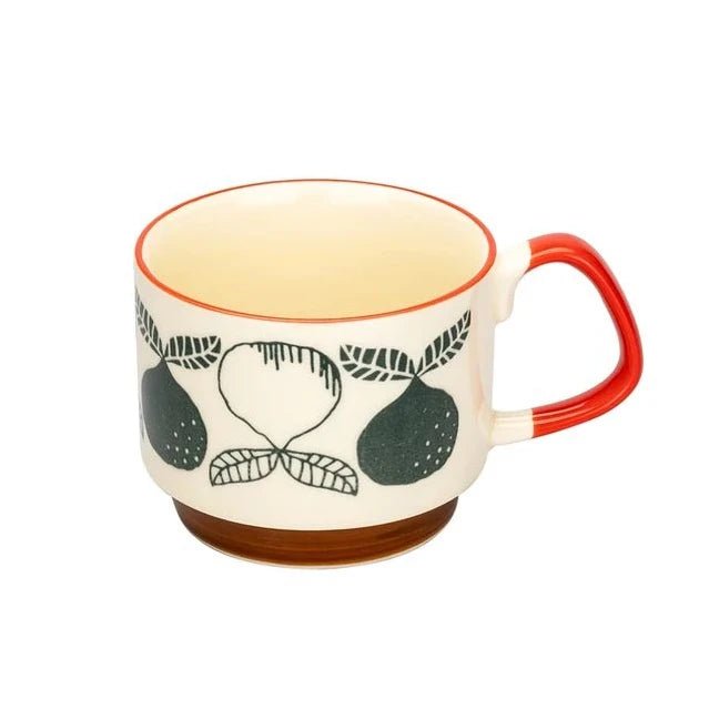 300ml Japanese Flower Coffee Mug Set Retro Ceramic Milk Oats Mug Office Water Handgrip Cup Kitchen Party Drinkware Set Quick Pick Grocers