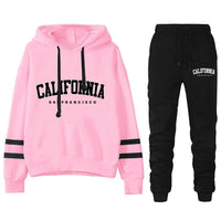 California Womens Tracksuit Casual Stripe Versatile Hooded Sweatshirt or Pants or Suit Simplicity Hot Sales Street Outfits S-3XL Quick Pick Grocers
