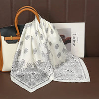 Luxury Print Satin Silk Square Scarf for Women Shawl Hijab Neckerchief Female Hair Ribbon Headband Fashion Wrap Bandana 2023 New Econic Blanks