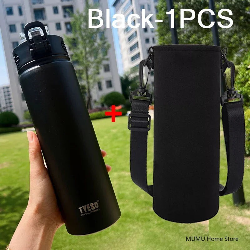 TYESO 600/750ML Thermos Bottle With Straw Stainless Steel Car Thermal Cup Sports Water Bottles Keeps Cold and Heat Thermal Mug Quick Pick Grocers