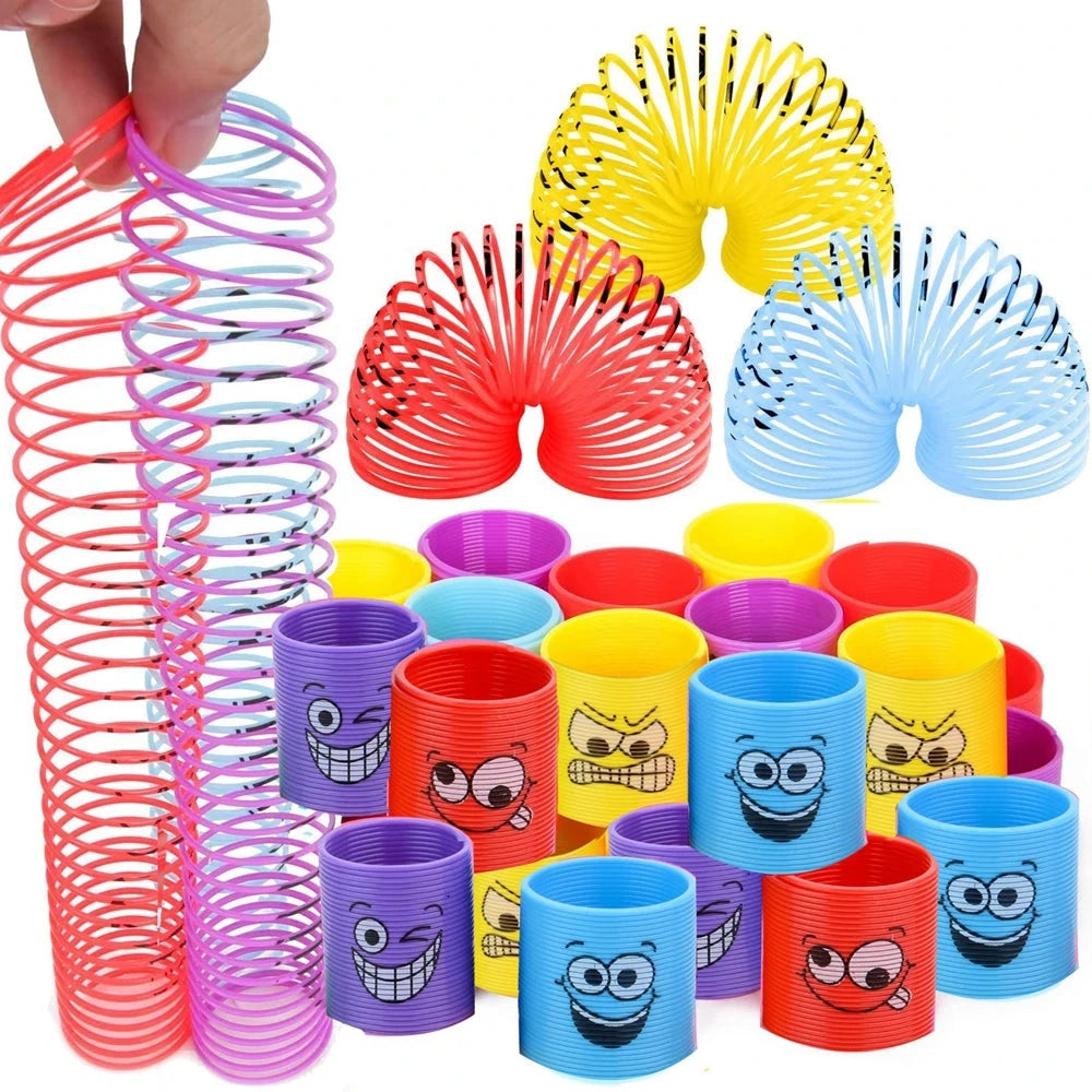 12PCS for Kids Girls Boys Smiling Face Spring Rainbow Magic Fidget Stress Coil Springs Bulk Mini Toys Party Favors Toys Econic Blanks