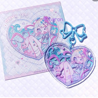 Game NEEDY GIRL OVERDOSE Rain Ame KAnge Cosplay Keychain Acrylic Heart Pendant Keyring Key Chain Bag Accessories Girls Ornament Econic Blanks