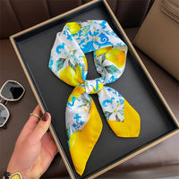 Bohemian Style Print Luxury Brand Silk Square Scarf Women Satin Shawls Neckerchief Wrap Scarves Bandana Hair Hjiab Floral Quick Pick Grocers
