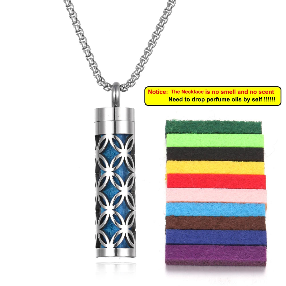 Long Strip Stainless Steel Aromatherapy Necklace Perfume Diffuser Essential Oil Diffuser Pendant Necklace Jewelry Accessories Econic Blanks