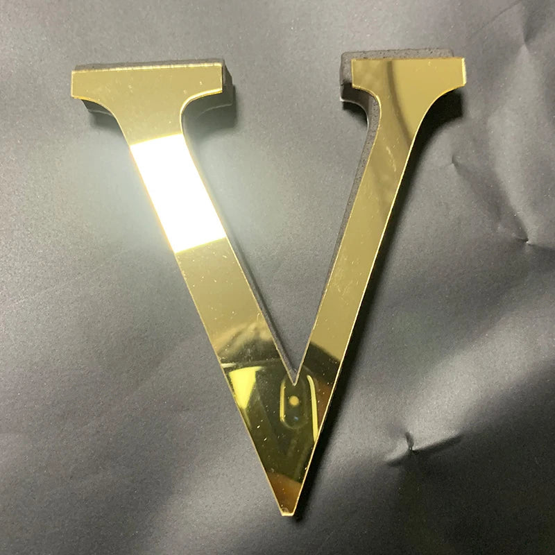 Gold English Letters Mirror 3D Wall Sticker Home Decoration Festival Party Wedding Decor Acrylic Mural Peel & Stick Wallpaper Quick Pick Grocers