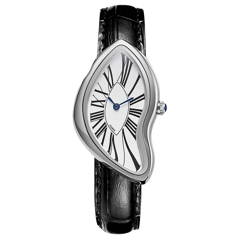 Medieval Retr Watches Alien Watches Melt And Twist Y2k Ladies Men Leather Strap  Advanced Quartz Watch Irregular Case Leather Quick Pick Grocers
