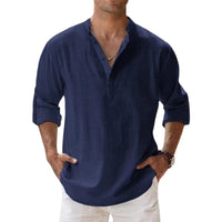 New Cotton Linen Shirts for Men Casual Shirts Lightweight Long Sleeve Henley Beach Shirts Hawaiian T Shirts for Men Quick Pick Grocers