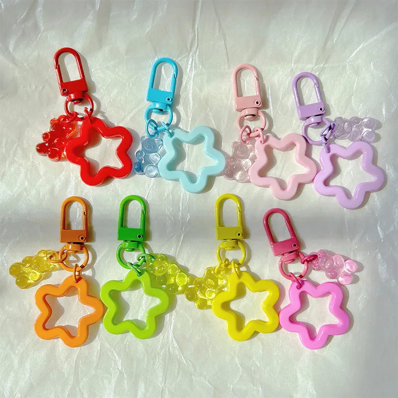 10pcs Metal Keyrings Buckle With Stars Bear Pendant Colored Keychain For Diy Jewelry Making Key Ring Accessories Wholesale Econic Blanks
