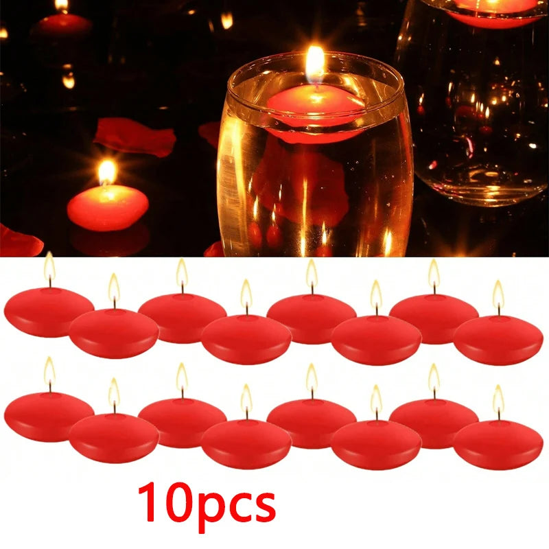 6/10/16Pcs Unscented Discs Candles Floating For Valentine's Day Party Wedding Home Bathtub Decor Romantic Confession Candlelight Purest Peak Salt