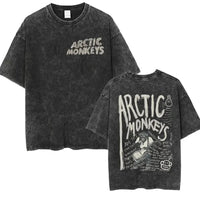 Retro Rock Arctic Monkeys Music Album Graphic T-Shrit Men's Vintage Washed Oversized Short Sleeve T Shirt Y2k Hip Hop Streetwear Quick Pick Grocers