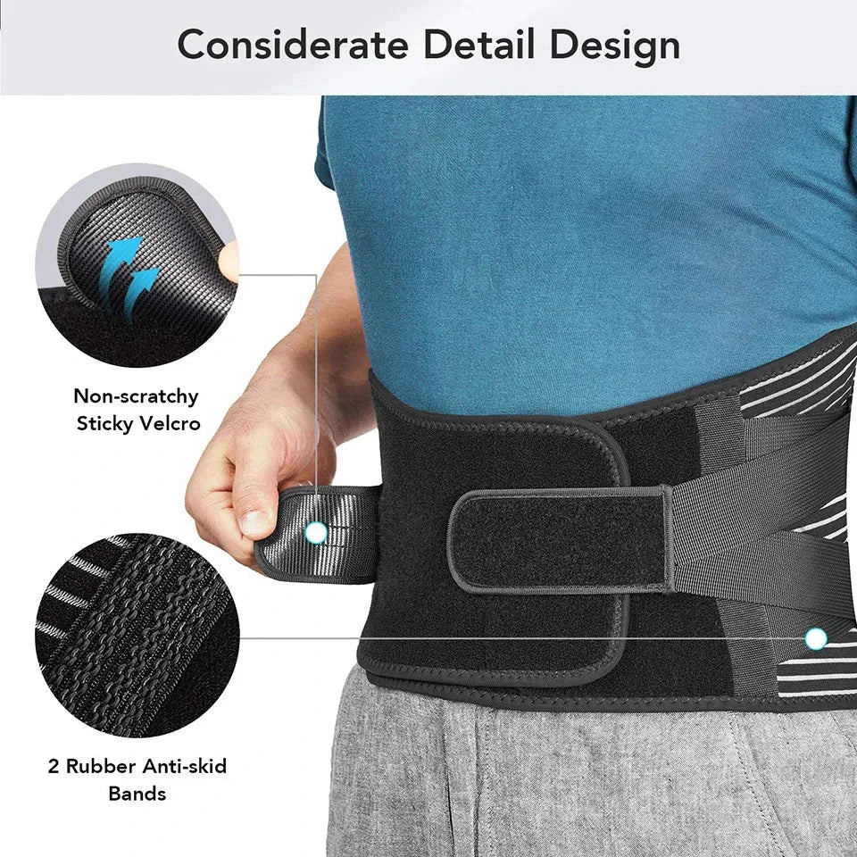 AOLIKES Lower Back Brace with 6 Stays Anti-skid Orthopedic lumbar Support Breathable Waist Support Belt for Gym Pain Relief Econic Blanks