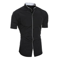 New men's solid color casual commuting short sleeved shirt Quick Pick Grocers
