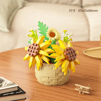 DIY MOC Potted Rose Sunflower Plants Succulents Bonsai Tree Gardens Romantic Building Blocks Model Bricks Kids Sets Kits Toys Purest Peak Salt