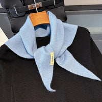 Knitted Scarf Women 100% Wool Winter Warm Scarves Bright Solid Color Design Thickened Shawl Soft Triangle Pashmina Neck 2025 NEW Quick Pick Grocers