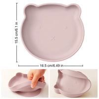 1PC Silicone Baby Dishes Suction Dining Plate Cartoon Bear Shape Baby Plates Eating Training Baby Food Storage Kids Tableware Purest Peak