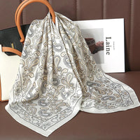 Luxury Print Satin Silk Square Scarf for Women Shawl Hijab Neckerchief Female Hair Ribbon Headband Fashion Wrap Bandana 2023 New Econic Blanks