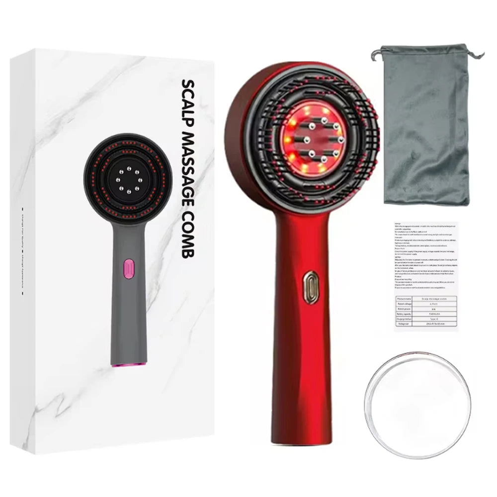 3 Modes Electric Vibration Massage Comb Red Light Therapy Hair Growth Massage Scalp Brush Oil Liquid Applicator Head Massager Quick Pick Grocers