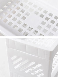 1PC PP Desktop Double Layer Storage Rack Rectangular White Organizing Student Desk Office Cosmetics Stationery Econic Blanks