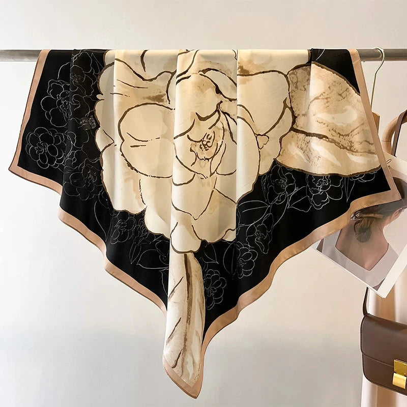 90*90Cm Square Scarf Twill Silk Feeling Women Head Shawls and Wraps Luxury Hair Tree Print Neck Scarves Hijab Bandana Pashmina Econic Blanks