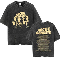 Retro Rock Arctic Monkeys Music Album Graphic T-Shrit Men's Vintage Washed Oversized Short Sleeve T Shirt Y2k Hip Hop Streetwear Quick Pick Grocers