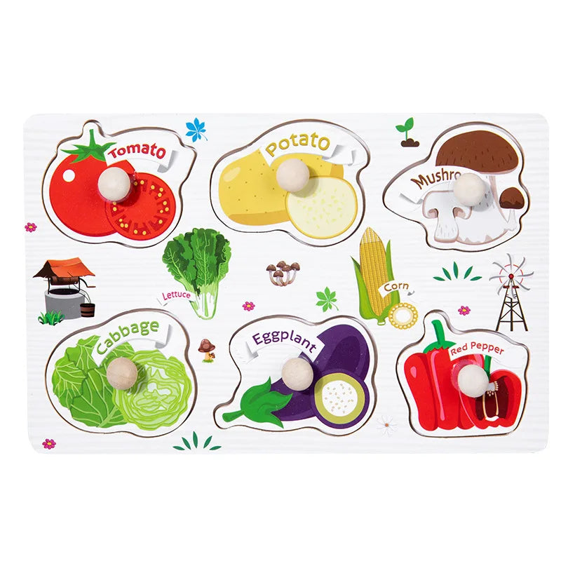 Baby Wooden Puzzles Montessori Toys 1 2 3 Years Toddler Toys Hand Grab Board Alphabet Number Cognition Learning Educational Toys Quick Pick Grocers