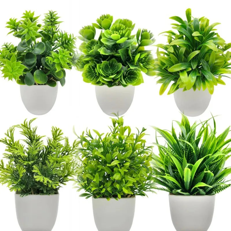 1pc Artificial Plants with Plastics Pots Perfect Greenery for Home DecorationsOffice Desk Living Room and Bedroom Decoration Econic Blanks
