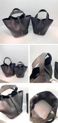 MENDY Women Bags Handbags Bucket Bag Real Leathe Fashion Tote Bag Genuine Leather Luxury Desginer Big Size Large Lady Hand Bags Quick Pick Grocers