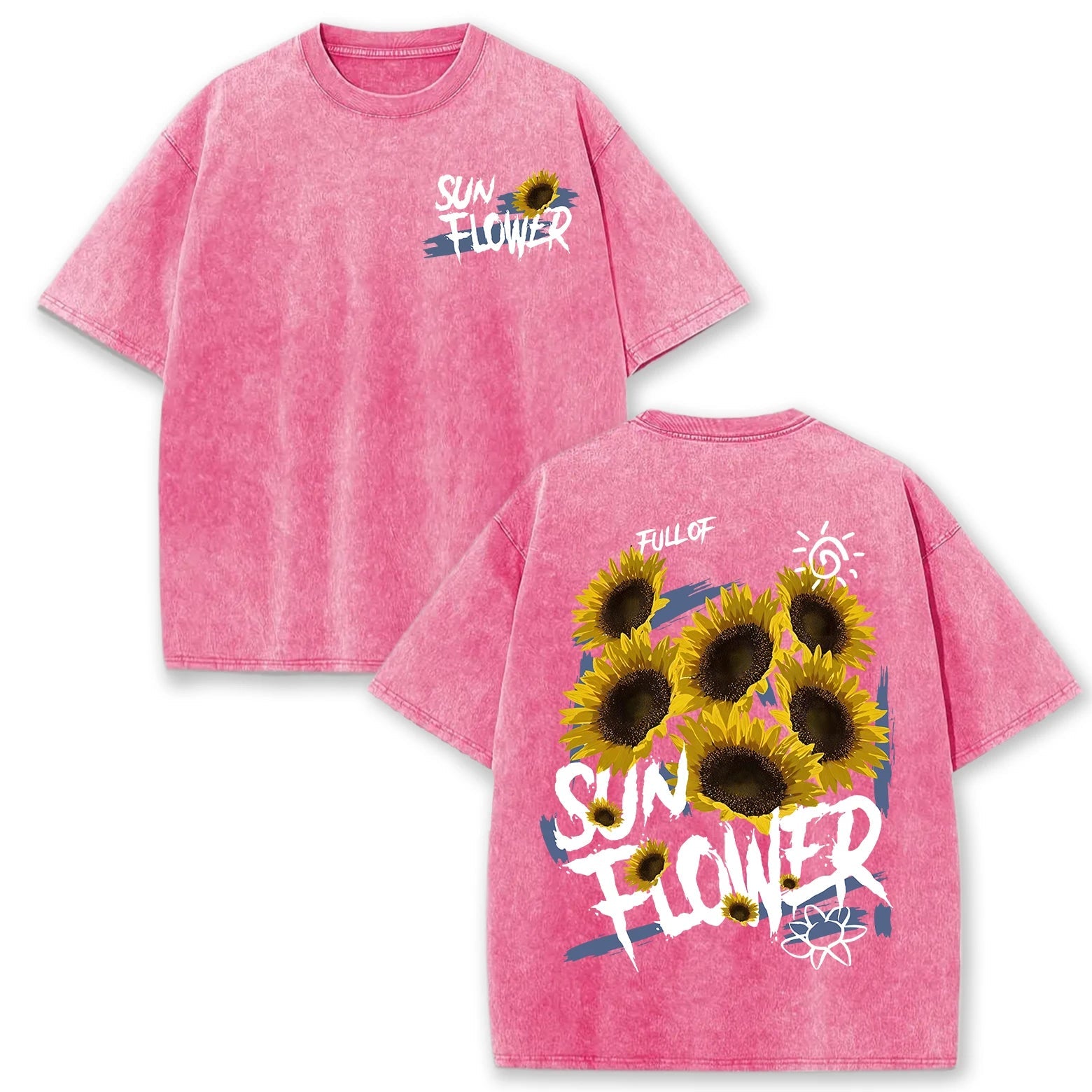 Lift Is Good Beautiful Sunflower Print Washed T Shirts Women Soft Cotton T-Shirt Street Creative Short Sleeve Summer Casual Tops Quick Pick Grocers