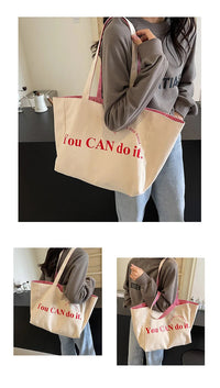Casual Large Stripe Women's Shoulder Bag 2025 New Fashion Commuter Tote Bag High Capaci Canvas Handbag for Youth bolso mujer Quick Pick Grocers