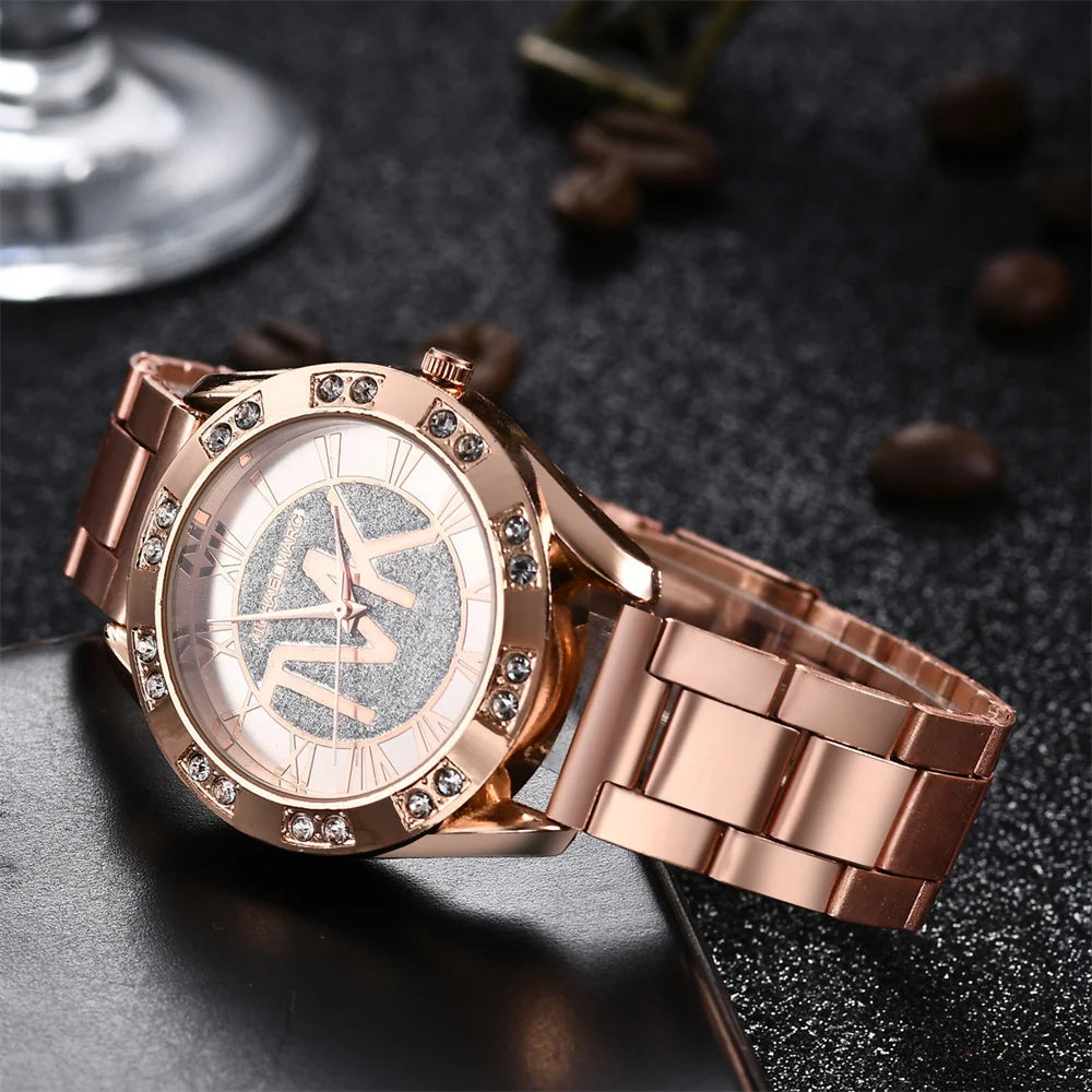 Luxury Women's Watch Fashion 2025 Diamonds TVK Quartz Watch Business Stainless Steel Gold Ladies Clock Gift Wristwatch Quick Pick Grocers