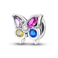 100% 925 Sterling Silver Rainbow Zircon Colorful Butterfly Dragon Shaped Silicone Stopper Charms Beads Fit DIY Bracelets Jewelry Econic Blanks
