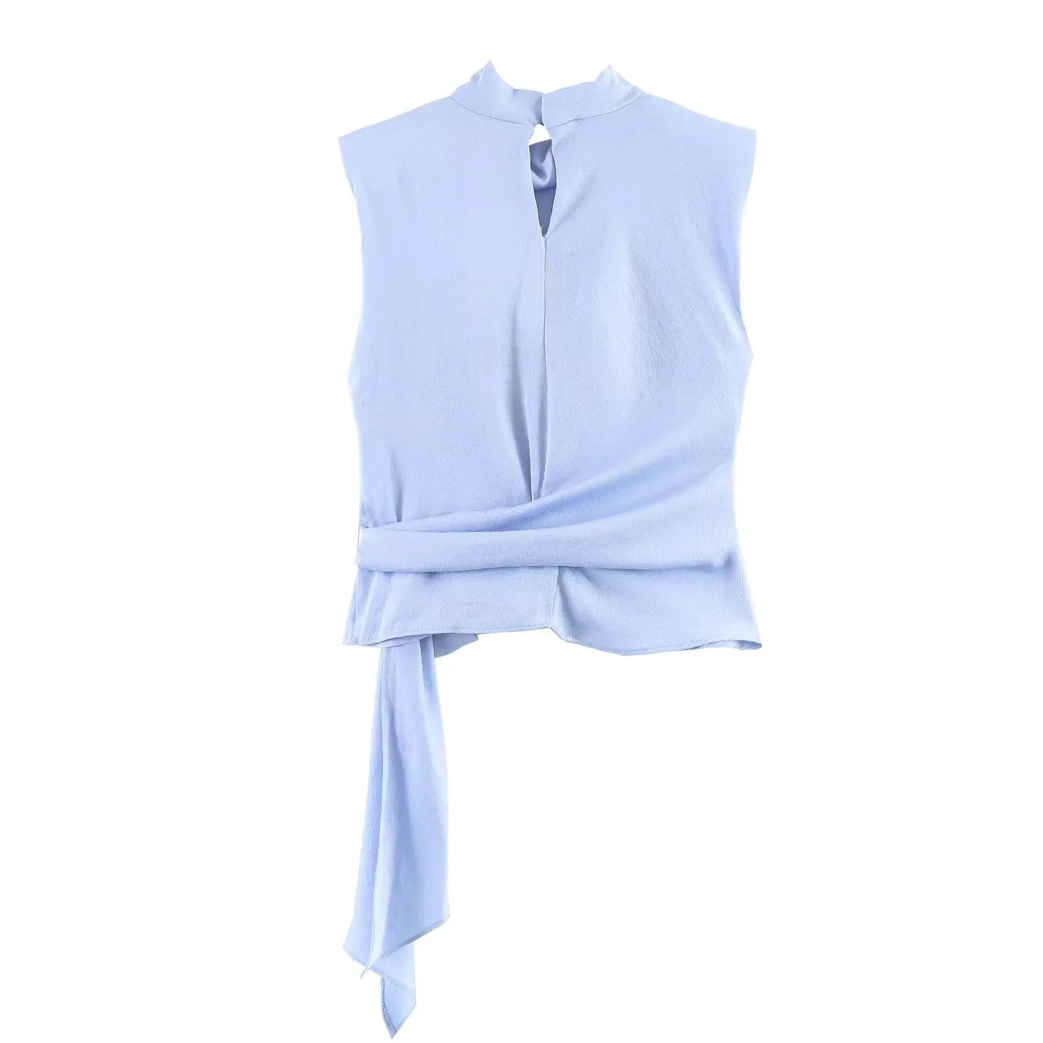 Women's Top 2026 Spring New Style Orange Sleeveless Satin Texture Long Ribbon Top Elegant and Stylish Unique Fashion Focus Quick Pick Grocers