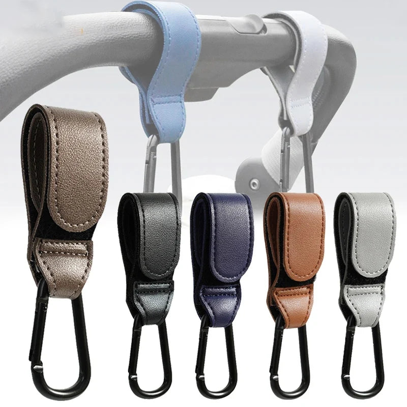 Baby Stroller Hook Fashion PU Leather Adjustable Pram Hook Cart Organizer Diaper Bag Hanger Children Boy Girl Travel Accessories Purest Peak