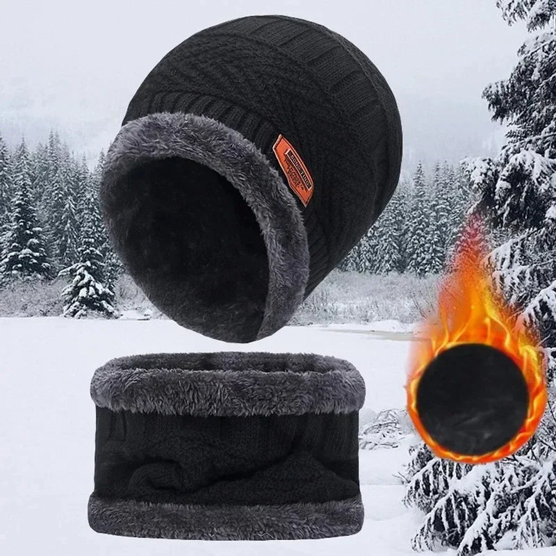 Winter Fleece Scarf Hats Thicken Plush Warm Beanies Wool Knit Caps Men Women Outdoor Cycling Ski Cold Protection Neck Mask Hat Quick Pick Grocers