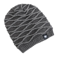 New Unisex Slouchy Winter Hats Add Fur Lined Men And Women Warm Beanie Cap Casual Five-pointed Star Decor Winter Knitted Hats Purest Peak