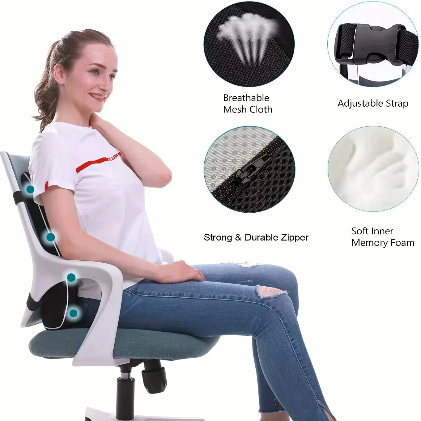 Ergonomic Memory Foam Lumbar Support Back Cushion Econic Blanks