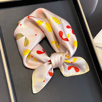 2025 Fashion 100% Real Silk Scarf 53cm Square Bandelet Women's Silk Temperament Small Scarf Neck Decorative Wrap Printed Scarves Quick Pick Grocers