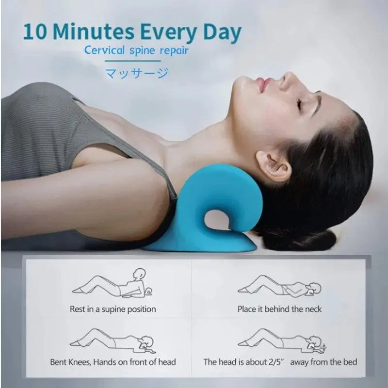 Neck Shoulder Stretcher Relaxer Cervical Chiropractic Traction Device Massage Pillow for Pain Relief Cervical Spine Alignment Quick Pick Grocers