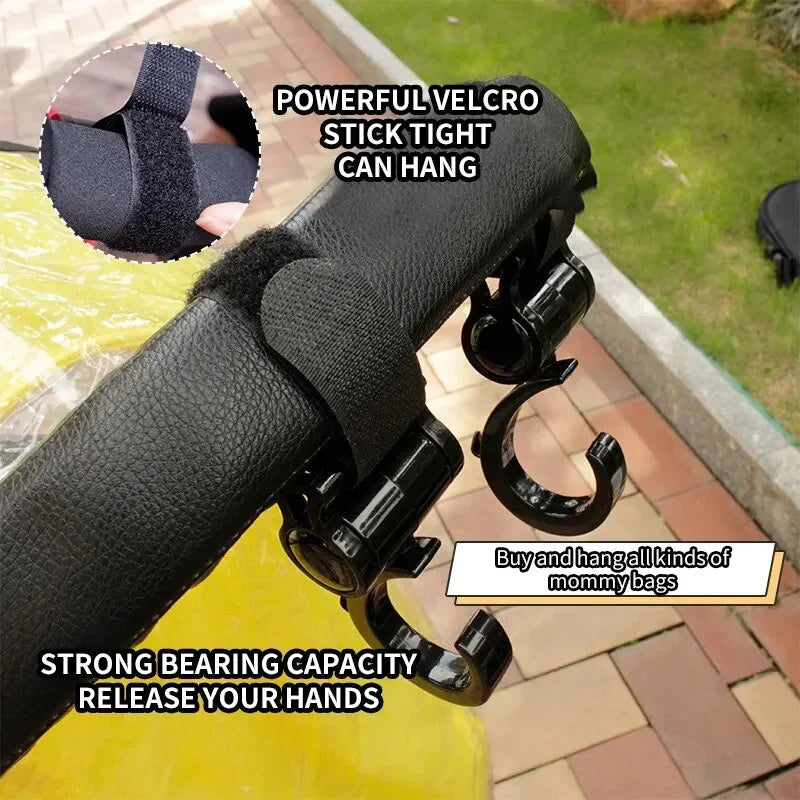 2 PCS Cartoon Stroller Accessories Degree Large Hook Umbrella Car Hook and Loop Stroller Hook Purest Peak