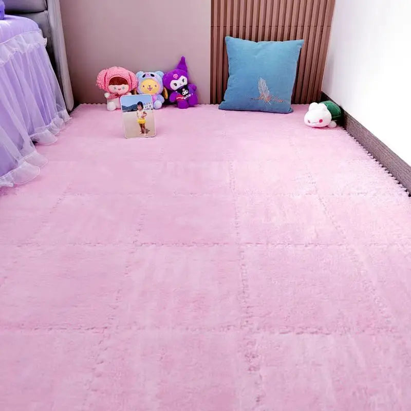 10Pcs 30*30CM Creative Plush Puzzle Foam Floor Mat Puzzle Carpet Warm Playmat Interlocking Exercise Tiles Fluffy Area Rugs Quick Pick Grocers