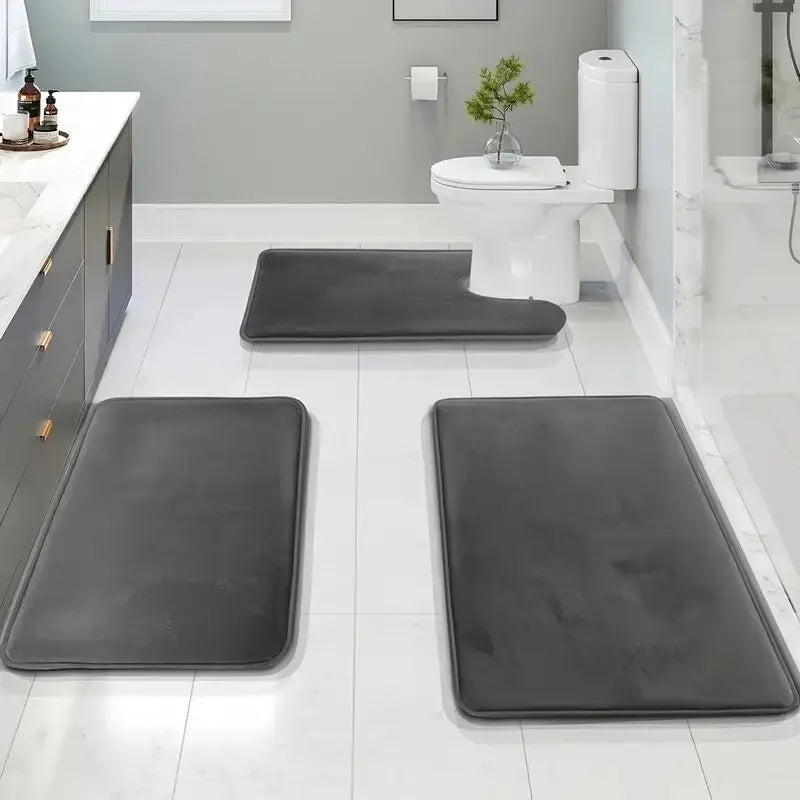 Three Piece Toilet, Bath Floor Mat, Shower Mat, Bath Absorbent Mat, Non Slip Carpet, Soft and Comfortable, Laundry Room. Quick Pick Grocers