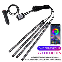 Neon LED Car Interior Ambient Light Kit – RGB Foot Strip Lighting with APP & Remote Control, Music Sync Car Decor Lamp Econic Blanks