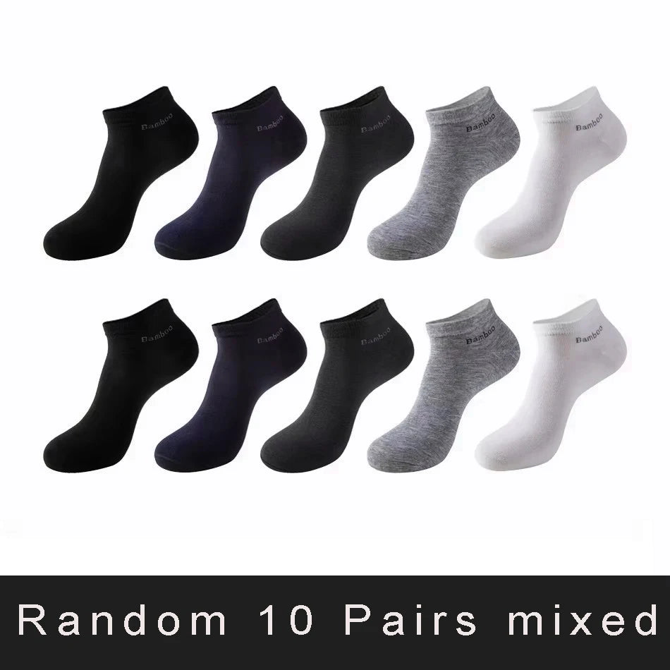 5/10/15 Pairs Men's Bamboo Fiber Socks Short High Quality New Casual Breatheable Anti-Bacterial Man Ankle Socks Men Size 38-45 Quick Pick Grocers