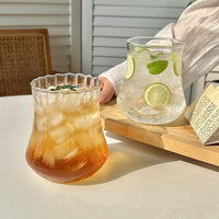 Transparant Drinking Glass Cup Creative Wave Shape Iced Coffee Tumbler Cup Juice Milk Tea Mug Drinkware Water Glasses Ripple Mug Quick Pick Grocers