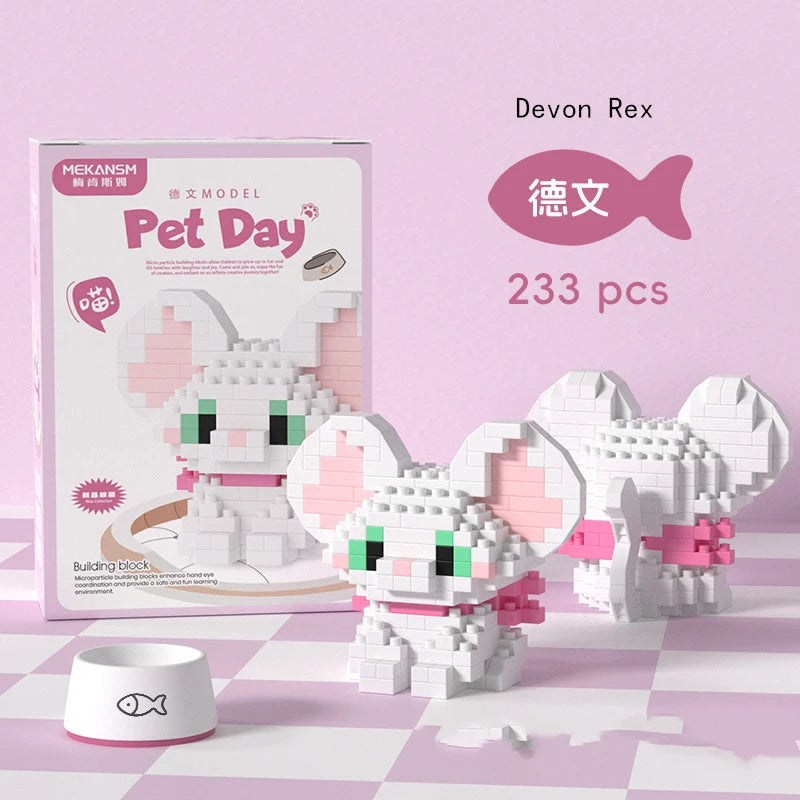 18 Styles Little Dog Cat Cute Pet Small Building Block Model Series Ornaments Children's Toys Miniature Bricks Quick Pick Grocers