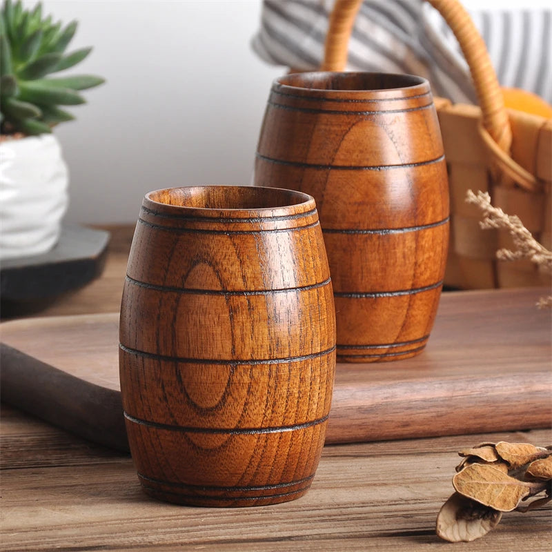 Wooden Big Belly Cups Handmade Natural Spruce Wood Cups Beer Tea Coffee Milk Water Cup Kitchen Bar Drinkware for Kitchen Quick Pick Grocers