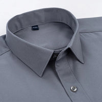 New Men's Solid Color Business Shirt Formal Fashion Thin Classic Basic Casual Slim White Long Sleeve Social Shirt Brand Clothes Quick Pick Grocers